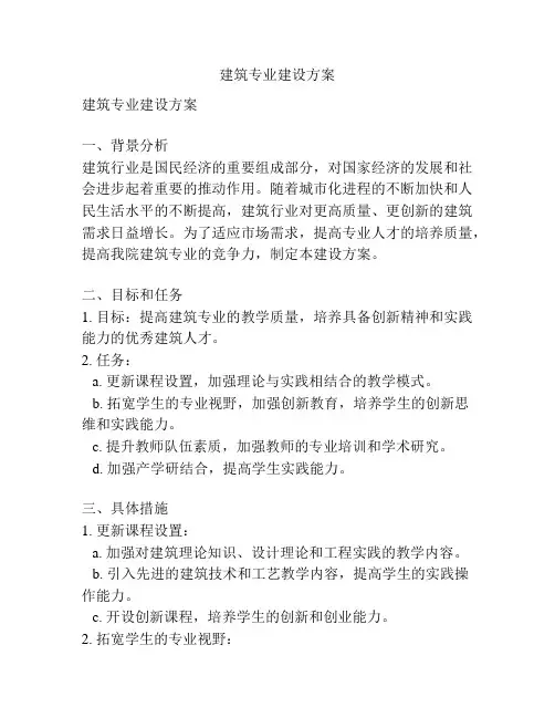 建筑专业建设方案