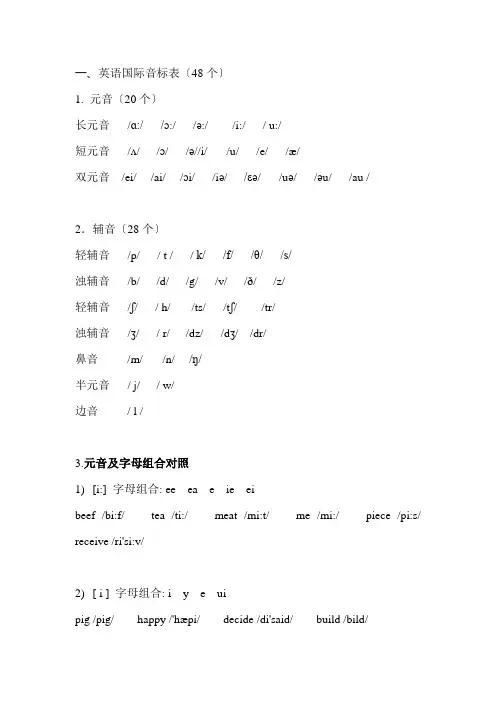 英语国际音标表字母组合发音
