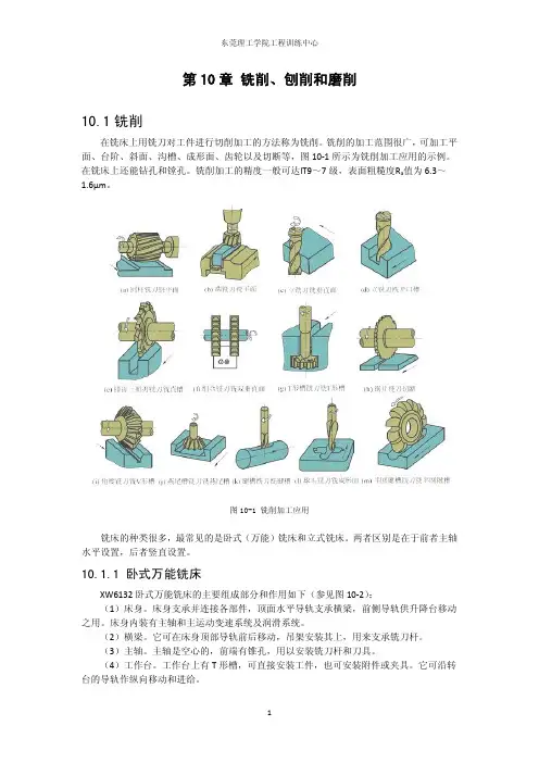 铣削刨削和磨削101铣削-东莞理工学院机械设计制造及其