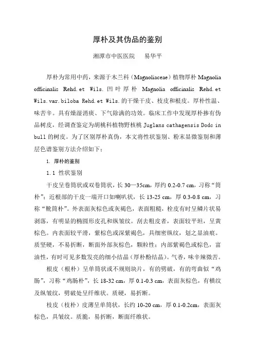 厚朴及其混伪品的鉴别