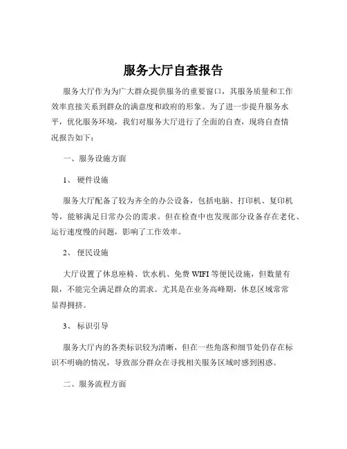 服务大厅自查报告