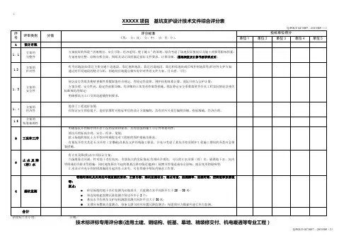 技术标评标通用评分表