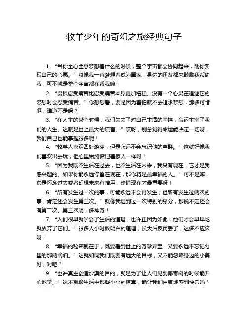 牧羊少年的奇幻之旅经典句子