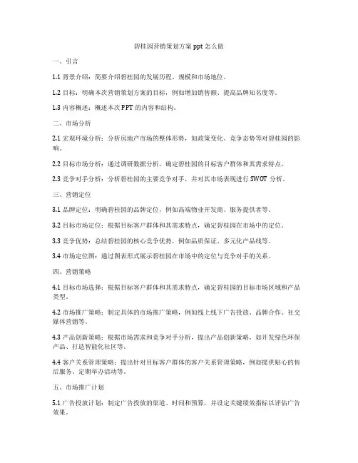 碧桂园营销策划方案ppt怎么做