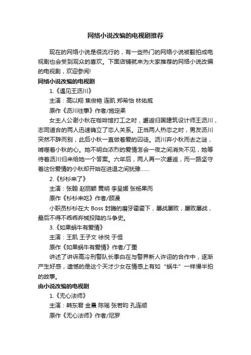 网络小说改编的电视剧推荐