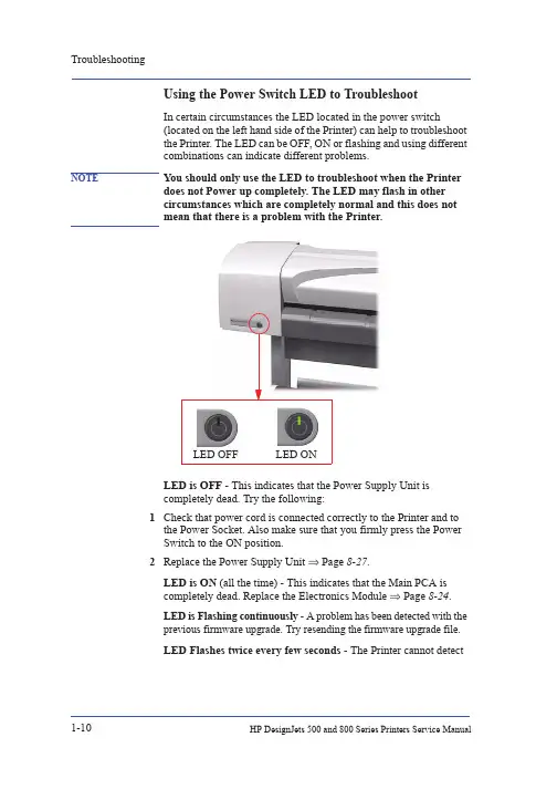 HP DesignJet 500 和 800 系列打印机故障诊断手册说明书