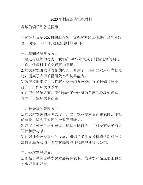 2023年村级巡查汇报材料