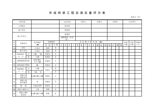 001-市政桥梁工程实测实量评分表附表五