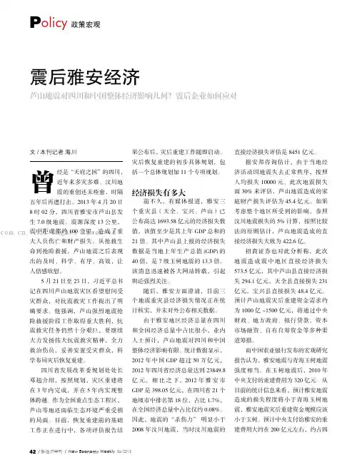 震后雅安经济