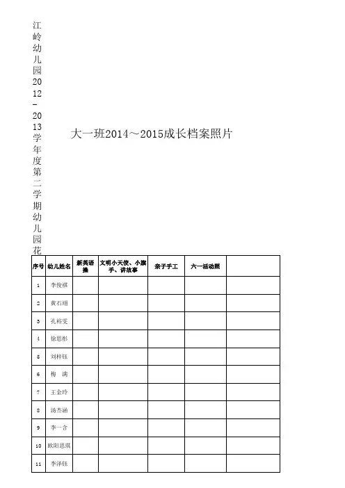 大一班成长档案照片统计表