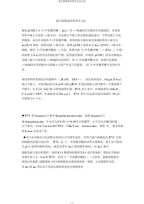 蓝白斑筛选原理及方法计划