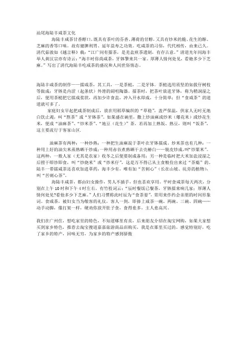 汕尾海陆丰客家文化【咸茶】