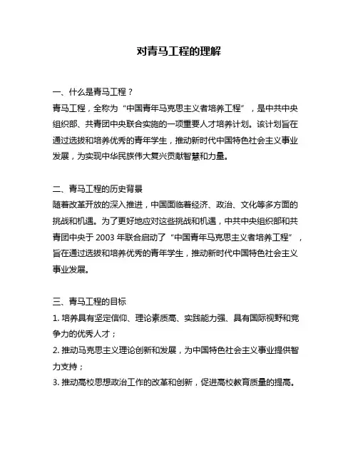 对青马工程的理解