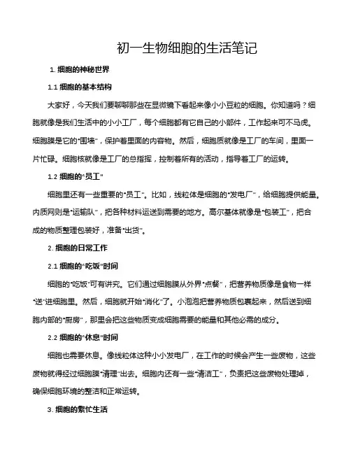 初一生物细胞的生活笔记