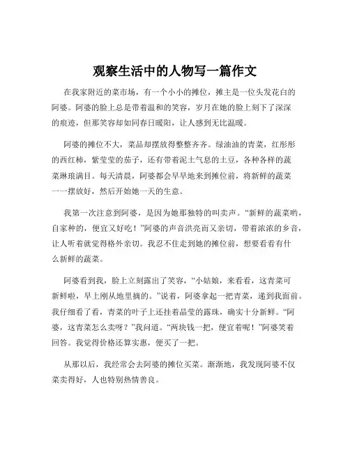 观察生活中的人物写一篇作文