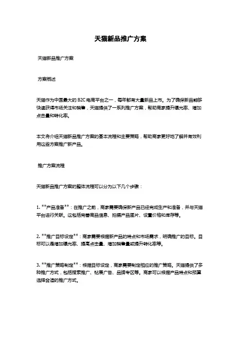 天猫新品推广方案