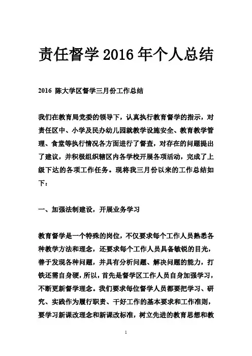 责任督学2016年个人总结