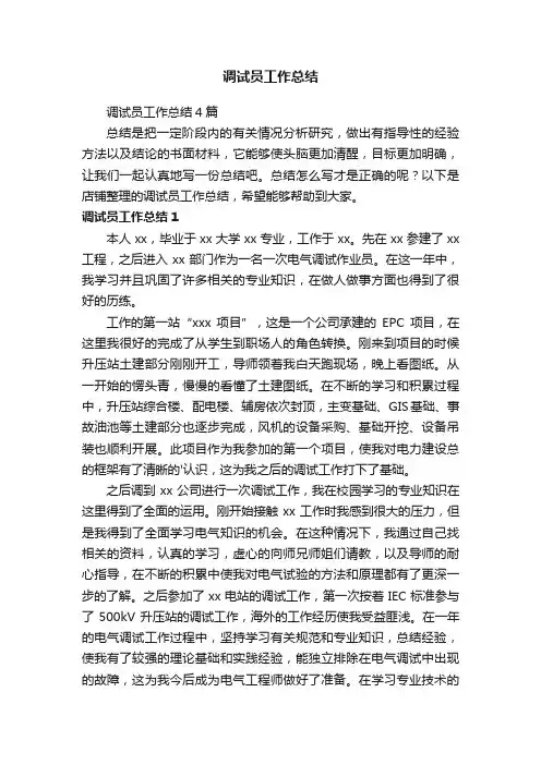 调试员工作总结