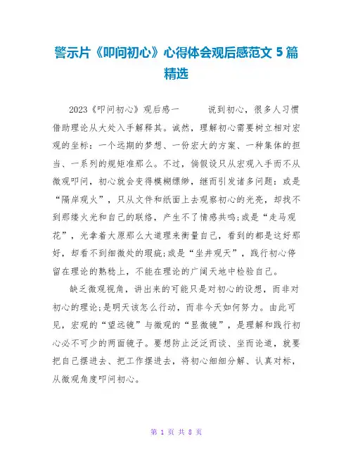 警示片《叩问初心》心得体会观后感范文5篇精选