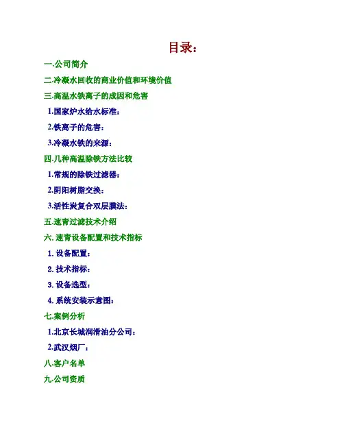 冷凝水除铁说明书