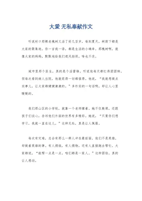 大爱 无私奉献作文