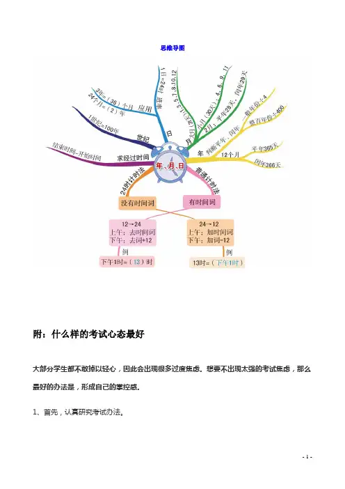 三年级数学下册6年月日思维导图新人教版