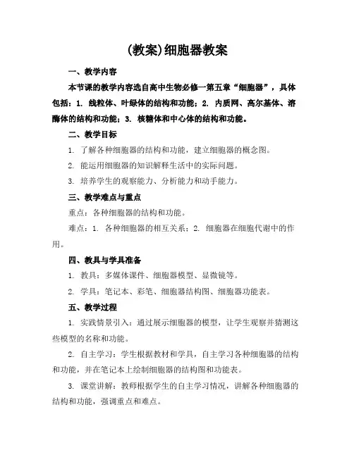 (教案)细胞器教案