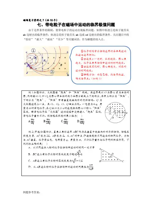 2023届高考物理一轮复习讲义：带电粒子在磁场中运动的临界极值问题