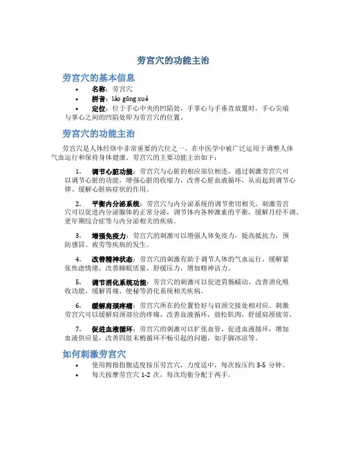 劳宫穴的功能主治