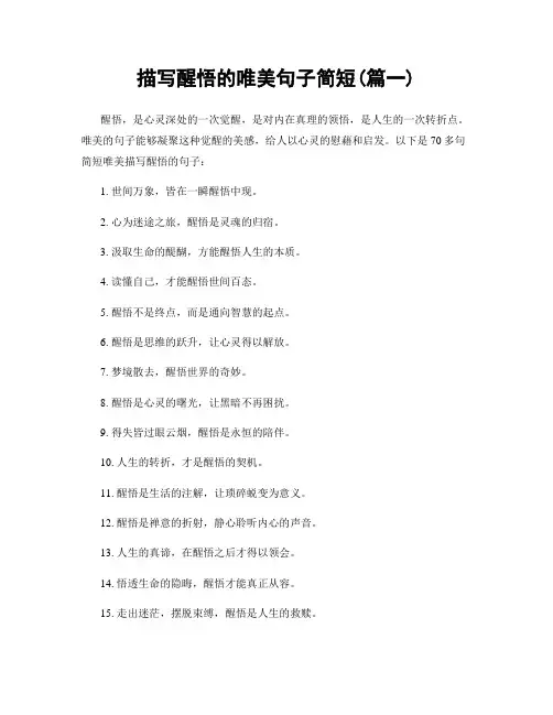 描写醒悟的唯美句子简短(精选两篇)