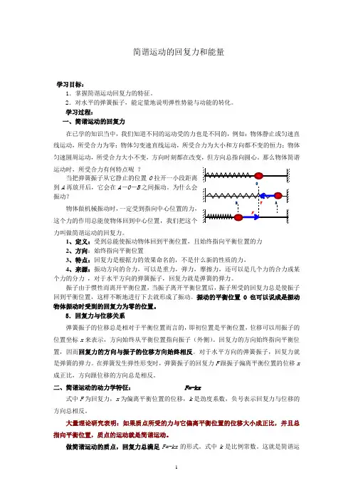 简谐运动的回复力和能量