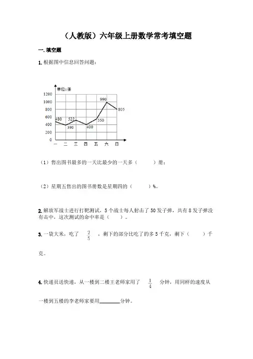 (人教版)六年级上册数学常考填空题附完整答案【精选题】
