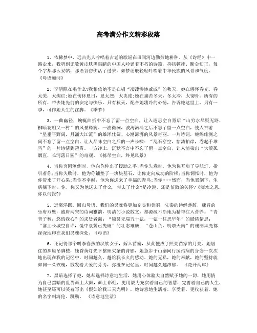 高考满分作文精彩段落