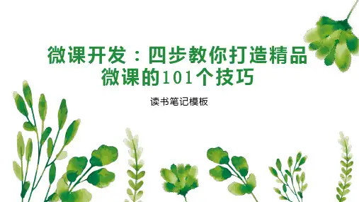 微课开发：四步教你打造精品微课的101个技巧