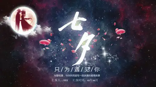 中国风梦幻祝福浪漫七夕求爱通用PPT模板