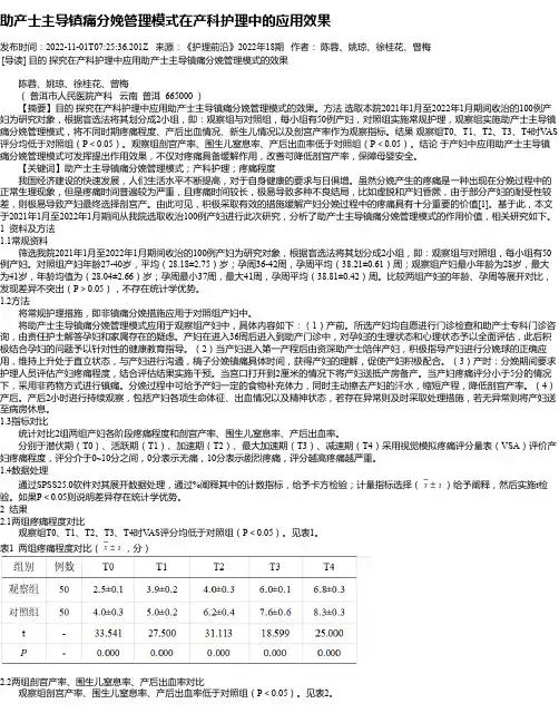 助产士主导镇痛分娩管理模式在产科护理中的应用效果