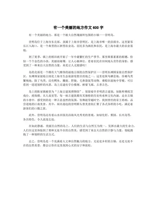 有一个美丽的地方作文600字