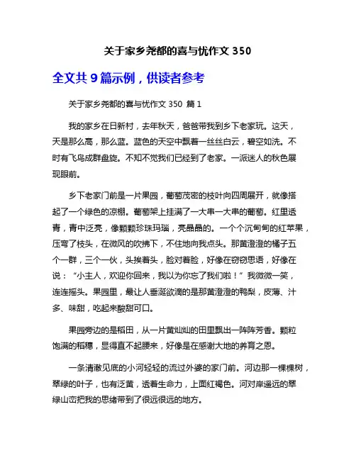 关于家乡尧都的喜与忧作文350