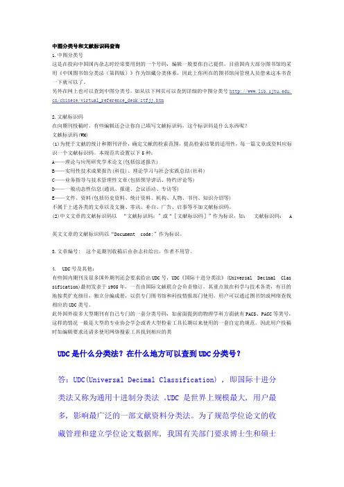 中图分类号和文献标识码查询
