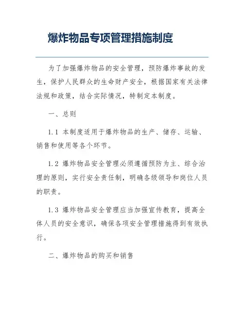 爆炸物品专项管理措施制度