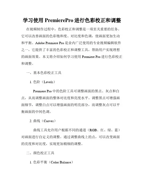 学习使用PremierePro进行色彩校正和调整