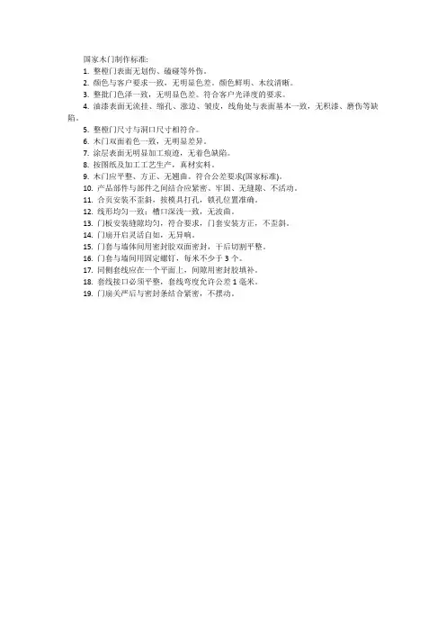 国家木门制作标准