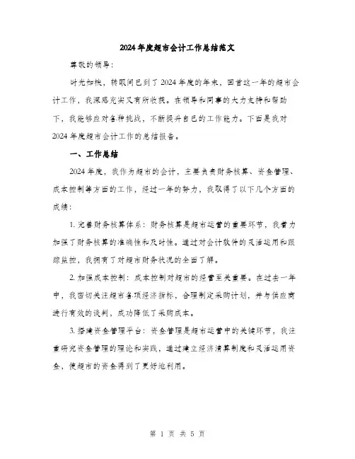 2024年度超市会计工作总结范文(2篇)