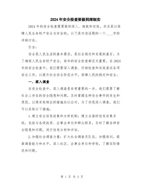 2024年安全检查要做到深细实