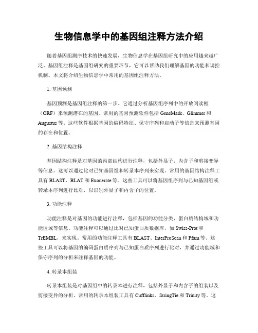 生物信息学中的基因组注释方法介绍