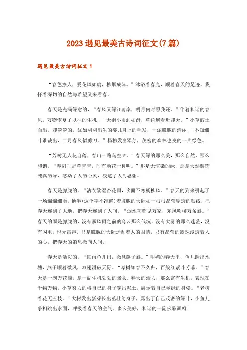 2023遇见最美古诗词征文(7篇)