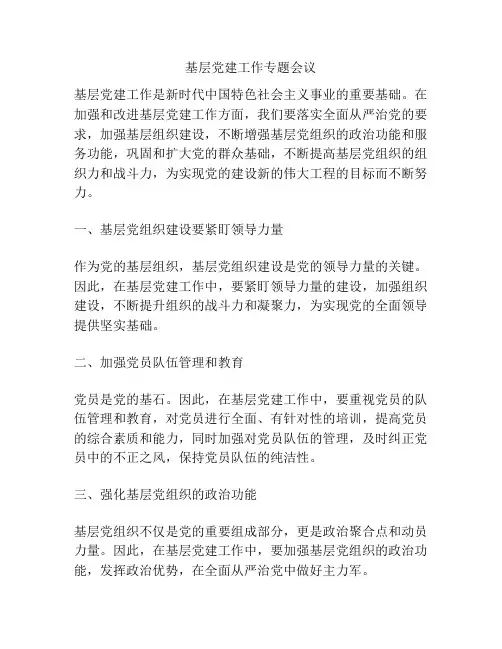 基层党建工作专题会议