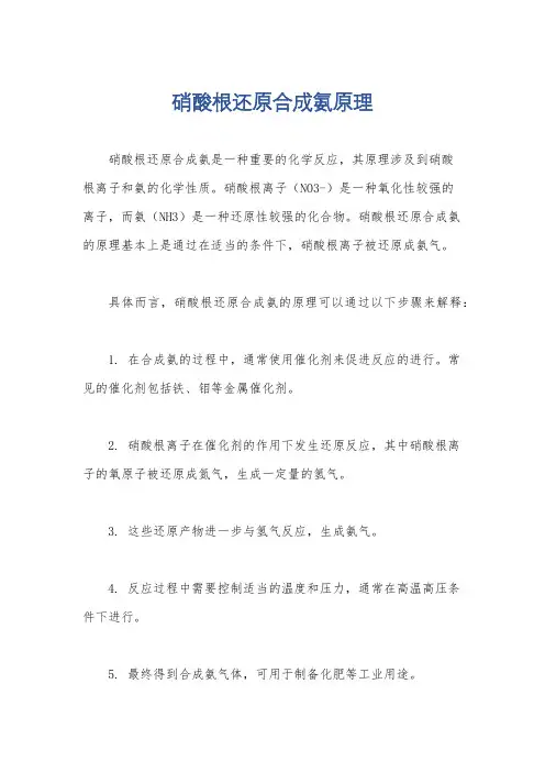 硝酸根还原合成氨原理