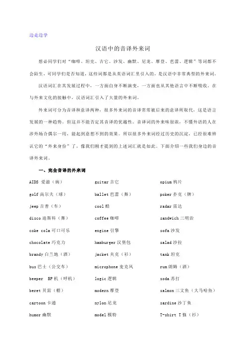汉语中的音译外来词