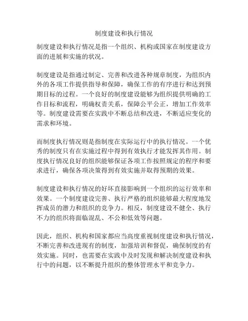 制度建设和执行情况